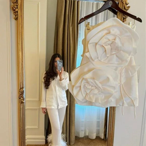 Sierra Darien Voluminous Flower Design Strapless Dress - Ivoire/Ivory S/M, NEW ✨ - Picture 6 of 12